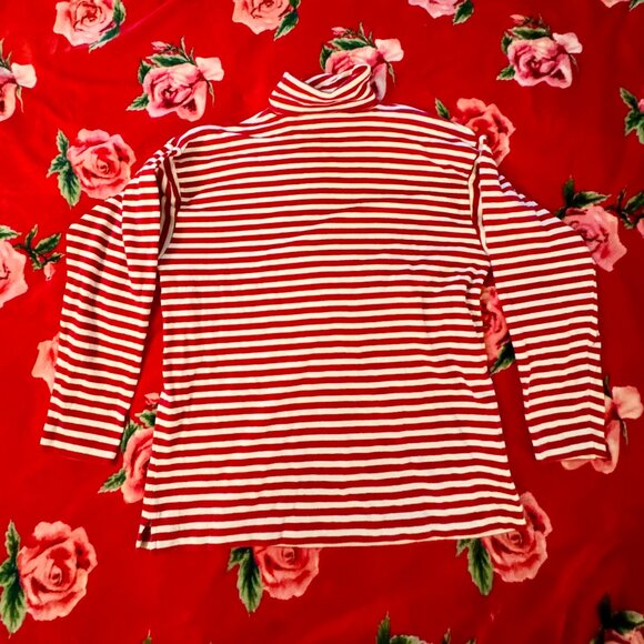 Vintage Charter Club by Jane Justin Red White Striped Turtleneck Long Sleeve - Picture 5 of 7